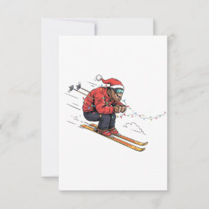 Carte De Remerciements Bigfoot Sasquatch Skiant Noël Glace Skiing