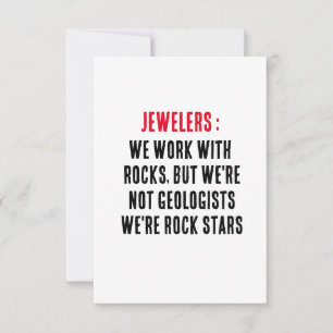 Carte De Remerciements Bijoutiers : Nous travaillons avec des rochers, ma