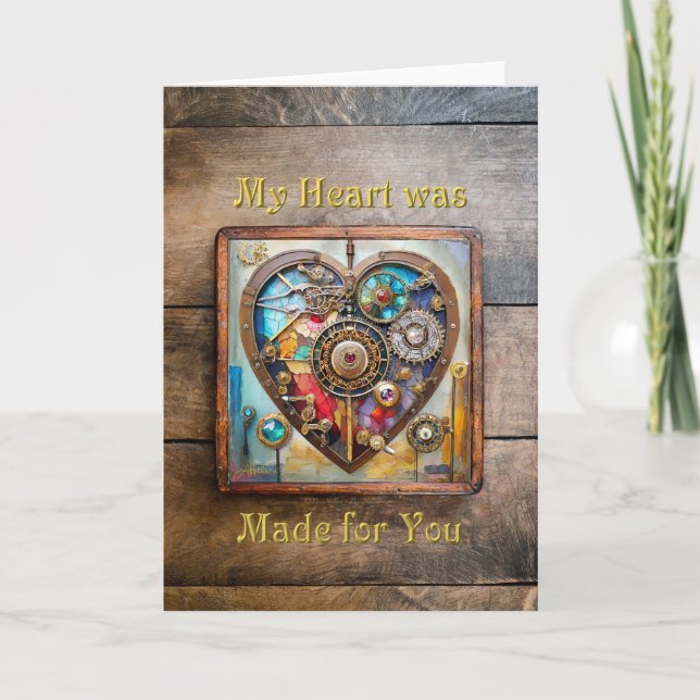 Carte De Remerciements Bijoux Et Vitrail Coeur Série Steampunk (Devant)