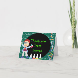 Carte De Remerciements Billet de Redhead Boy Mad Scientist Thank