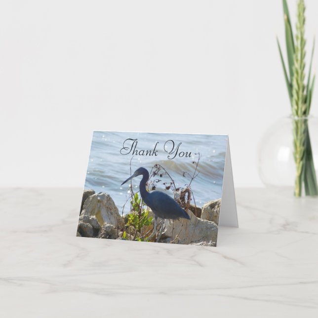 Carte De Remerciements Bird By the Bay Petit Héron Bleu Amateurs d'oiseau (Devant)