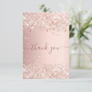 Carte De Remerciements Birthday rose gold glitter dust thank you