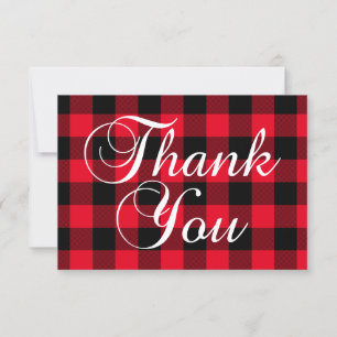 Carte De Remerciements Bison rouge et noir Plaid Élégante calligraphie