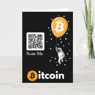 Carte De Remerciements Bitcoin Astronaut à la lune - Btc Qr code Crypto