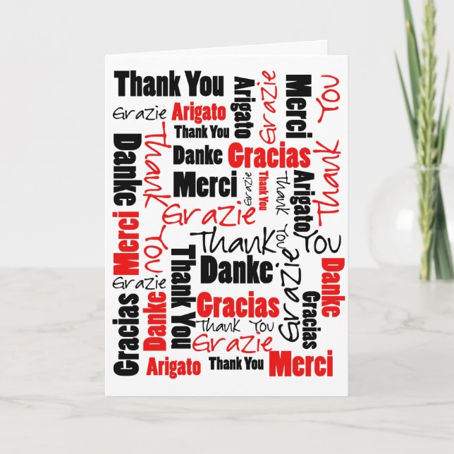 Carte De Remerciements Black and Red Thank (Devant)