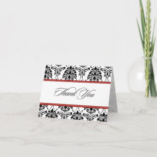 Carte De Remerciements Black and White Damask