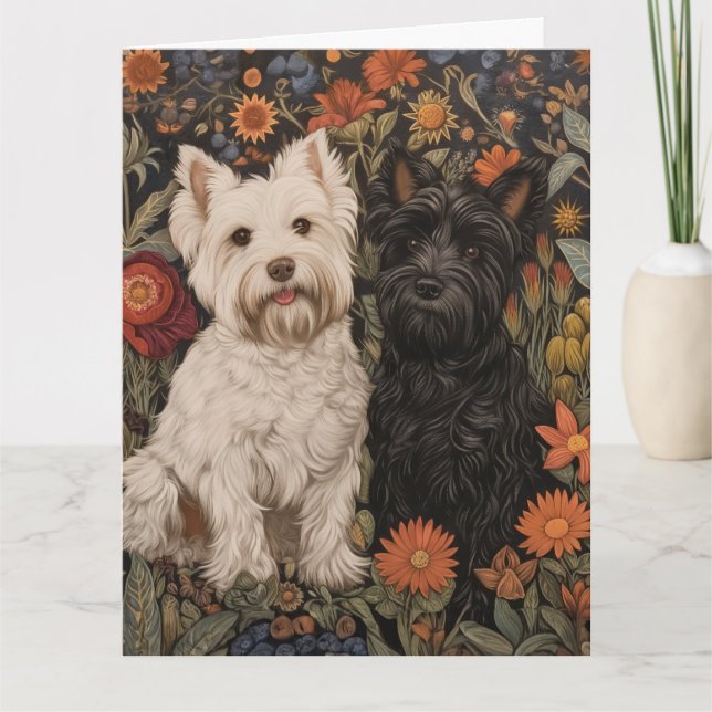Carte De Remerciements Black and White Westie et Scottie Vintage (Devant)