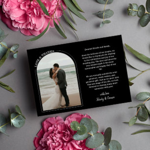 Carte De Remerciements Black Arch Mariage Photo Love & Thanks
