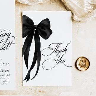 Carte De Remerciements Black Bow Bridal Shower Thank You Card