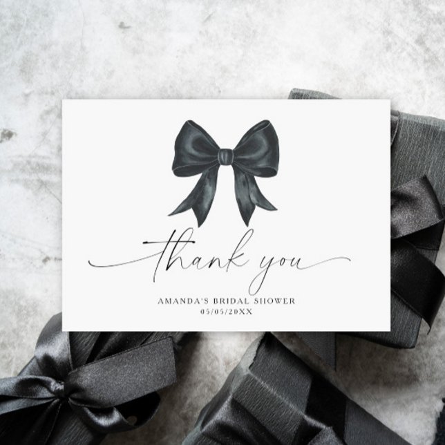 Carte De Remerciements Black Bow Thank you Bridal shower  (Créateur téléchargé)