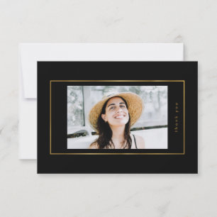 Carte De Remerciements Black Elegant Foil Frontière Photo Université Grad