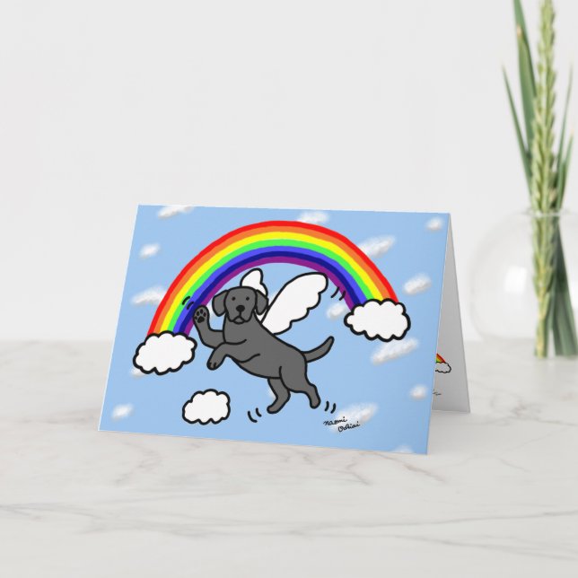 Carte De Remerciements Black Labrador Guardian Angel (Rainbow Bridge) (Devant)