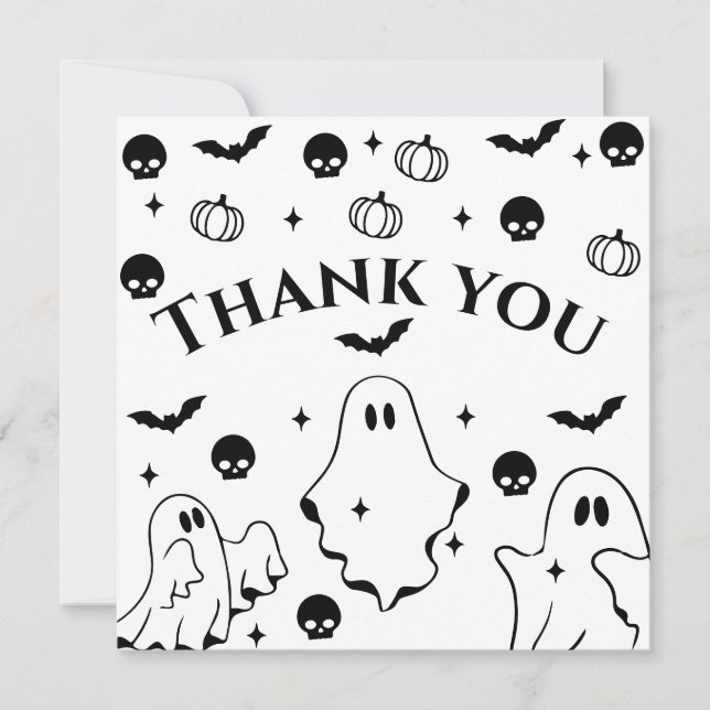 Carte De Remerciements Black  Little Ghost Halloween Baby Shower  (Devant)
