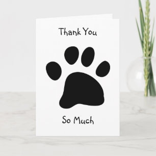 Carte De Remerciements Black Paw, Thank You, So Much