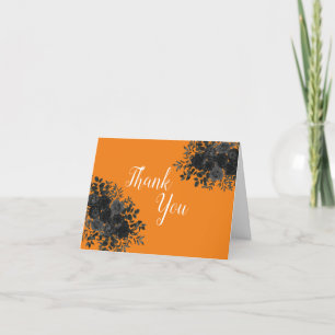 Carte De Remerciements Black Rose Dark Gothic Graduation Party Orange