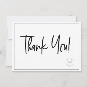 Carte De Remerciements Black White Company Logo Social Simple