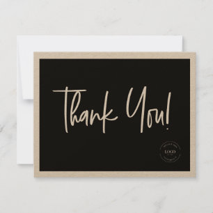 Carte De Remerciements Black White Company Logo Social Simple