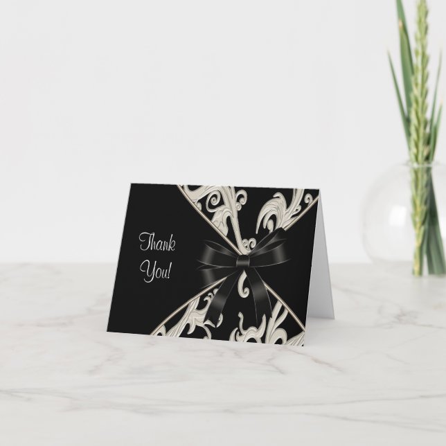 Carte De Remerciements Black White Swirl (Devant)