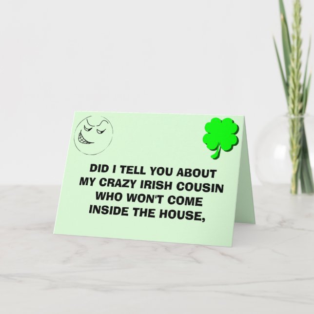 Carte De Remerciements blague CRAZY IRISH COUSIN (Devant)