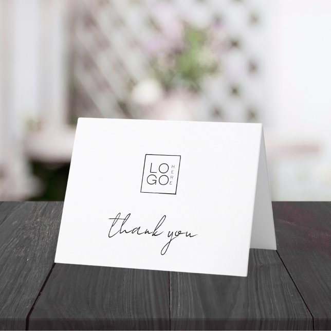 Carte De Remerciements Blanc Ajouter votre propre logo personnalisé Entre (Créateur téléchargé)