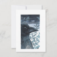 Blanc - Aquarelle d'oiseau noir