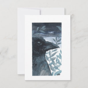 Carte De Remerciements Blanc - Aquarelle d'oiseau noir