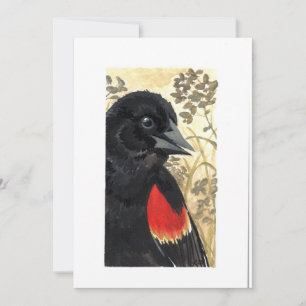 Carte De Remerciements Blanc - Aquarelle rouge à ailes Noires