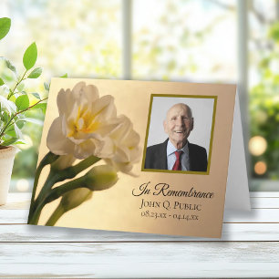 Carte De Remerciements Blanc Double Daffodiques Funérailles Sympathie Mer