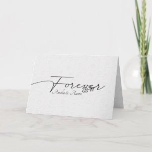 Carte De Remerciements Blanc Embossé pour toujours Mariage