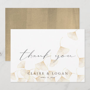 Carte de remerciements blanc Feuille Gold Ginkgo