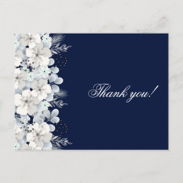 Carte de remerciements blanc fleur sakura bleu mar