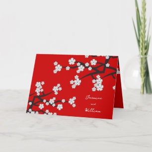 Carte De Remerciements Blanc Fleurs Sakura Fleurs cerisiers fleurs Mariag