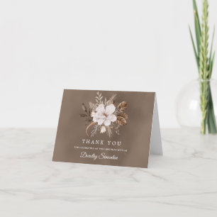 Carte De Remerciements Blanc Floral Neutre Automne 90e anniversaire