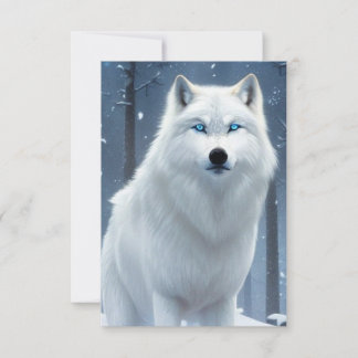 Carte De Remerciements Blanc Wolf Blue Eyes Art Imaginaire original