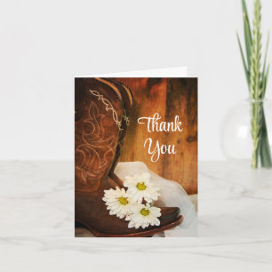 Carte De Remerciements Blancs de marguerite Boots de cowboy Bridesmaid Me