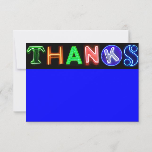 Carte de remerciements BLEU AU NÉON de bat mitzvah (Devant)