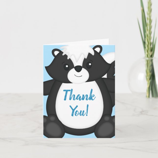 Carte De Remerciements Bleu Baby shower (Devant)
