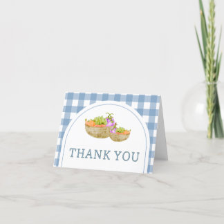 Carte De Remerciements Bleu Baby shower des fermiers cultivés localement