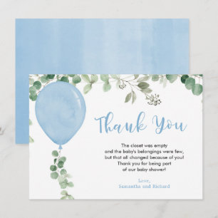 Carte De Remerciements Bleu ballon eucalyptus verdure