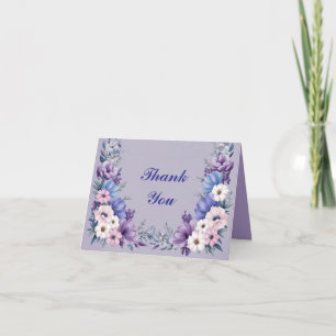 Carte De Remerciements Bleu, blanc, rose et pourpre délicats fleurs estiv