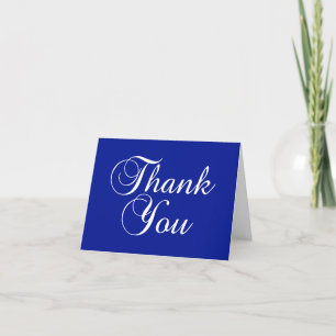 Carte De Remerciements Bleu blanc sur le Bleu Royal