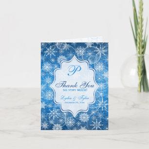 Carte De Remerciements Bleu, Blanche Flacons de neige Photo