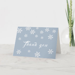 Carte De Remerciements Bleu clair Boho Hiver Snowflake Baby shower