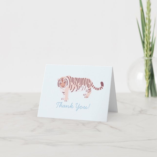 Carte De Remerciements Bleu clair de tigre simple (Devant)