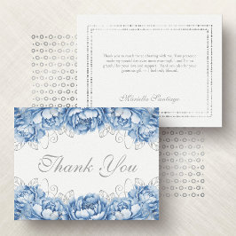 Carte De Remerciements Bleu clair Élégant Quinceanera Floral