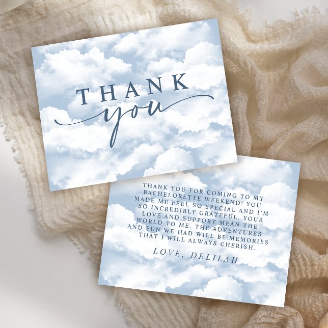 Carte De Remerciements Bleu clair "On Cloud Nine" T-shirt de demoiselle d (Créateur téléchargé)