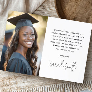 Carte De Remerciements Bleu classique simple graduation photo