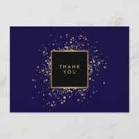 Carte de remerciements Bleu Confetti Or Faux Scatt