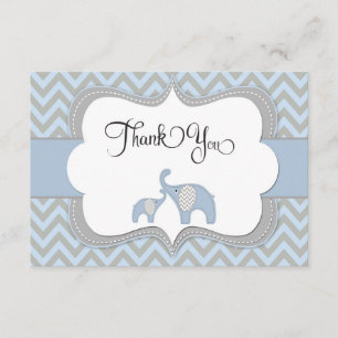 Carte de remerciements bleu de baby shower