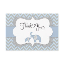 Carte de remerciements bleu de baby shower